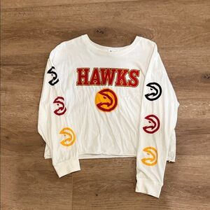 47 Brand White Long Sleeve Hawks Tee